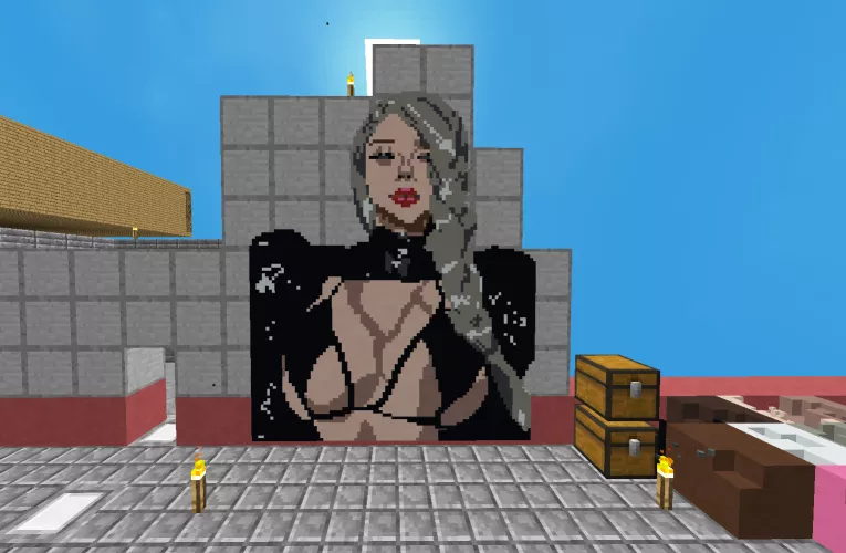 Fanart of HanaBunny in Minecraft Sky Factory 4 using the Chisels and Bits mod! by ItsJustLunaUwU