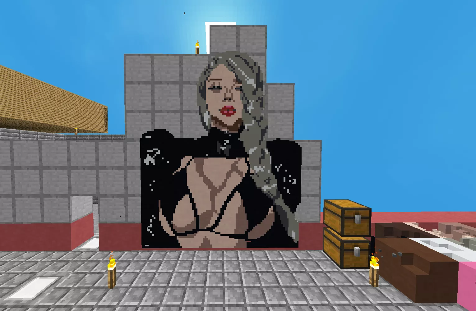 Fanart of HanaBunny in Minecraft Sky Factory 4 using the Chisels and Bits mod! posted by ItsJustLunaUwU