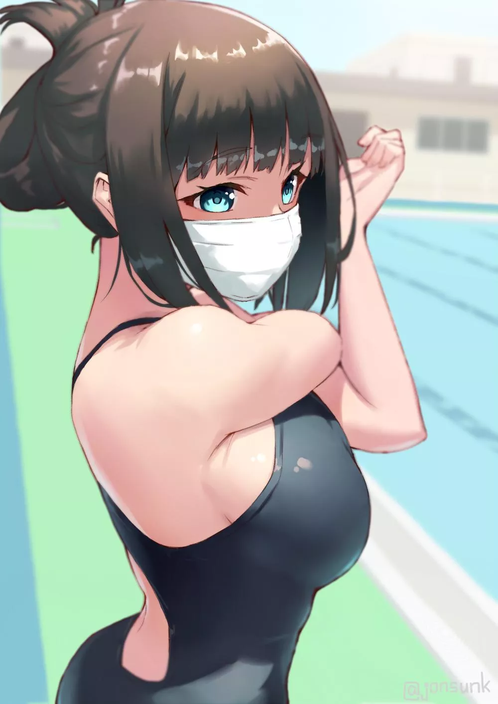 Hassu stretches herself before take Swimming Lesson [SSSS Gridman] (Jonsun) posted by ecchi_neko