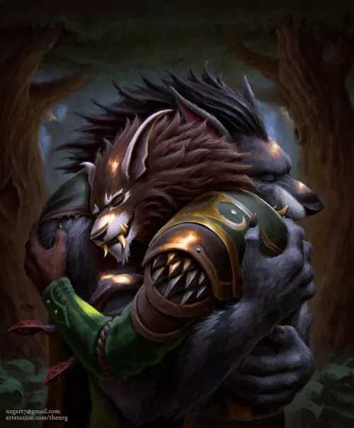 Hugging a friend (art by me) by The_NRG