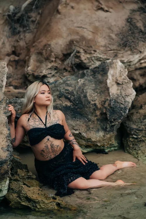 Tattooed siren at the beach chilling by MuscleHamsterBabe