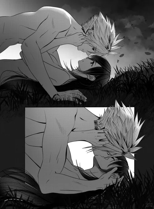 Cloud and Tifa in the grass (Safaia) by Allan_Breno