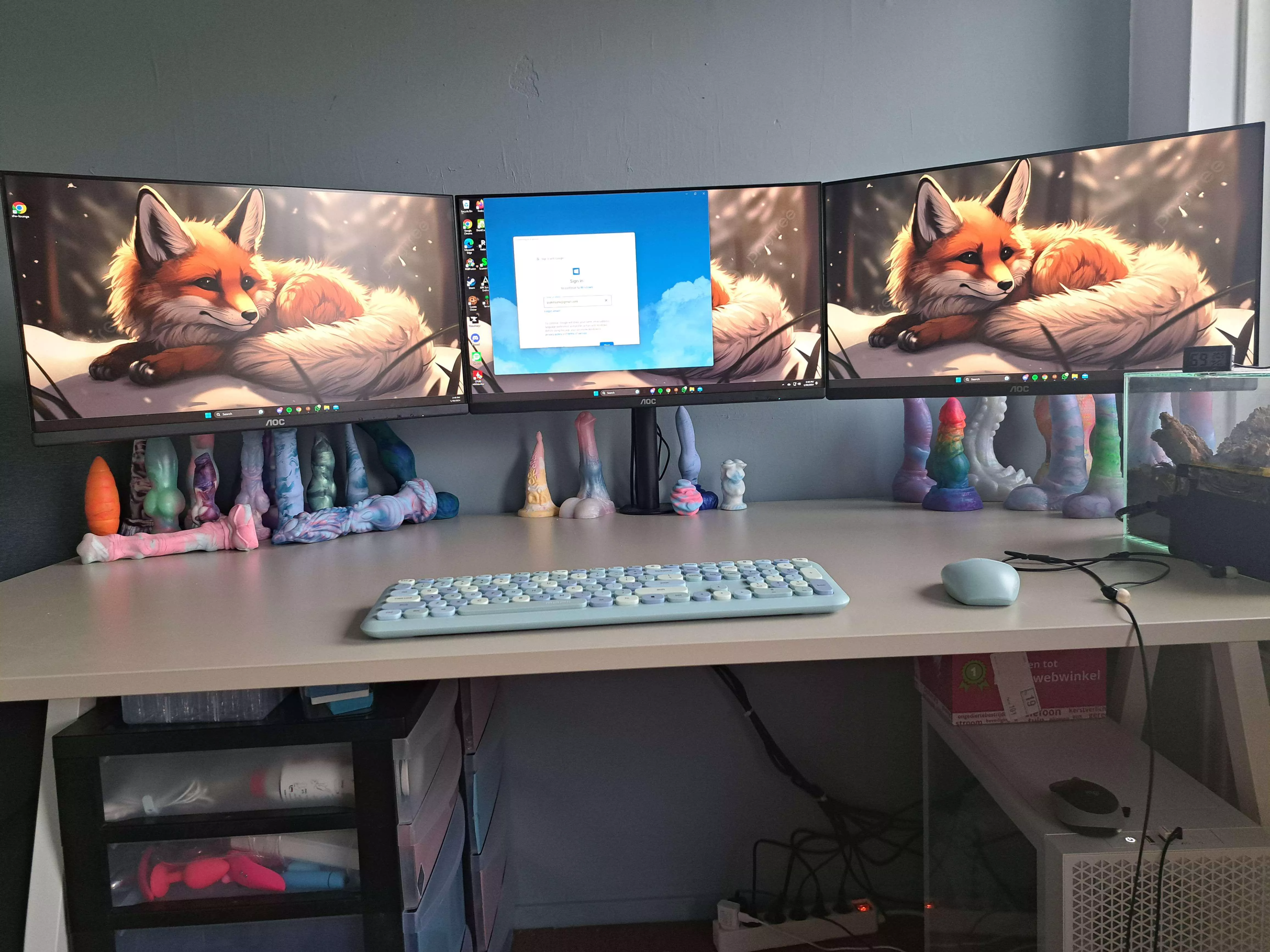 Does this count as a family pic? Eitherway, it rly looks like alot when they are all out on my desk like this. I cannot wait to get my display ready so they can all be neatly placed together for viewing! posted by Dutch_Kitsune