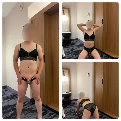 Dressing Up in a Hotel Waiting to be Fucked by chastitybitch