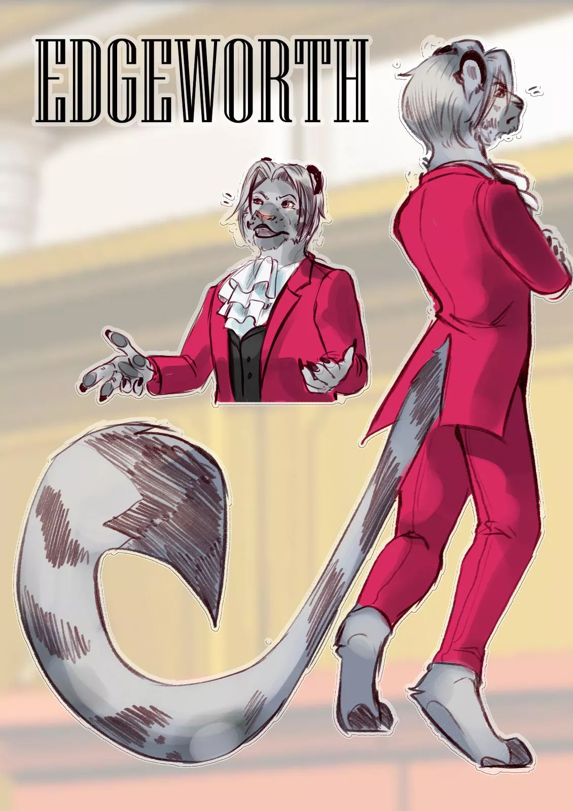 Edgeworth as a furry! (Art by me) posted by morte_as_borboletas