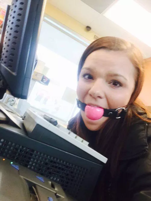 Gagged at work!! by ballgaggedbitches