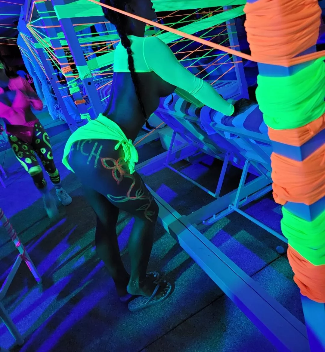 How my neon night both started and finished, topless and bent over something. The ending was much better tho posted by HisExoticVixen