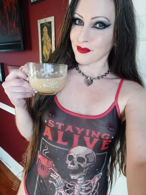 Nothing better than starting the day with coffee and pierced nipples (42F) by littlegothinheels