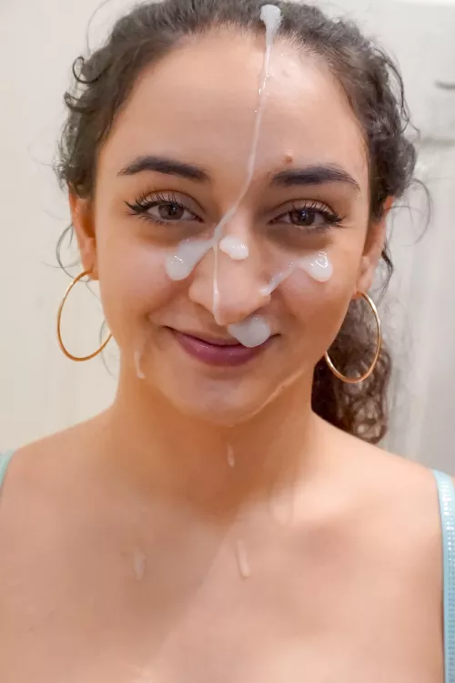 Smiling like a good little cum slut that I am. by wolfandbunny2019