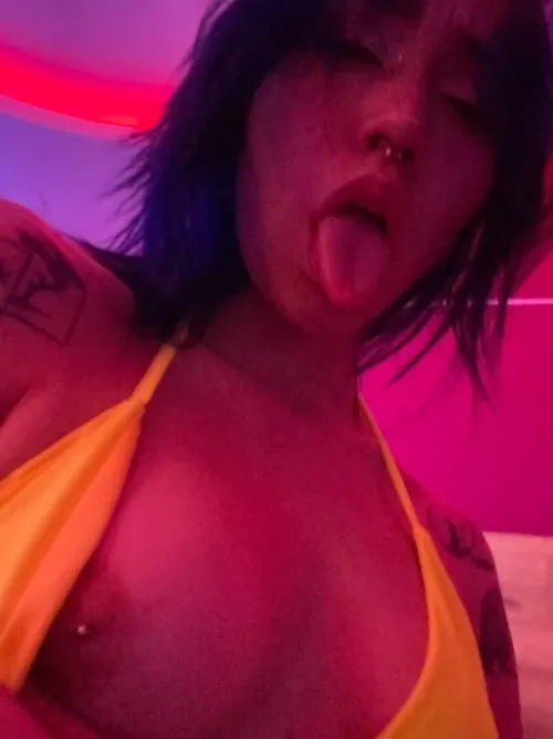 Would u cum on tits or on my tongue?👅 by FlusteredPottery