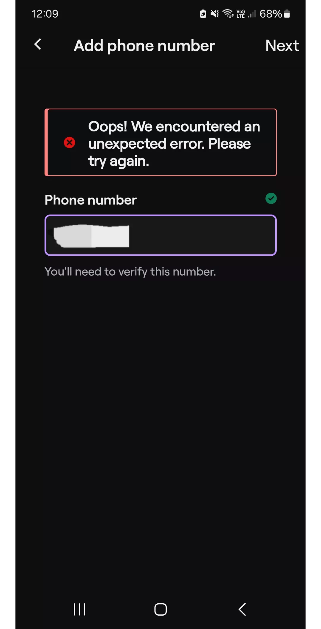 Can't Verify Phone Number? posted by LunarDragon14