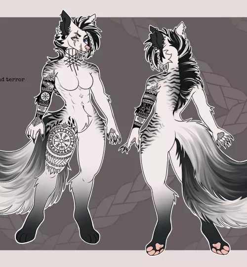 Does your fursona have tattoos? and you? (Here's my latest work with tattoos ) by bylenore