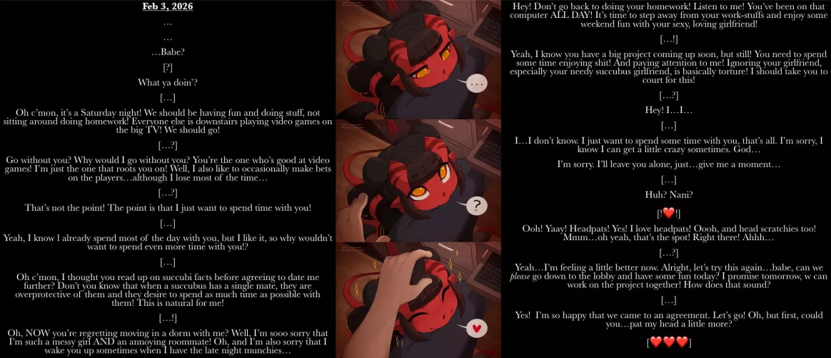 Succubus to sweetheart ep. 6 [Meru] [college romance] [wholesome] [headpats!:3] [story] [series] by Sir-M-Oxlong