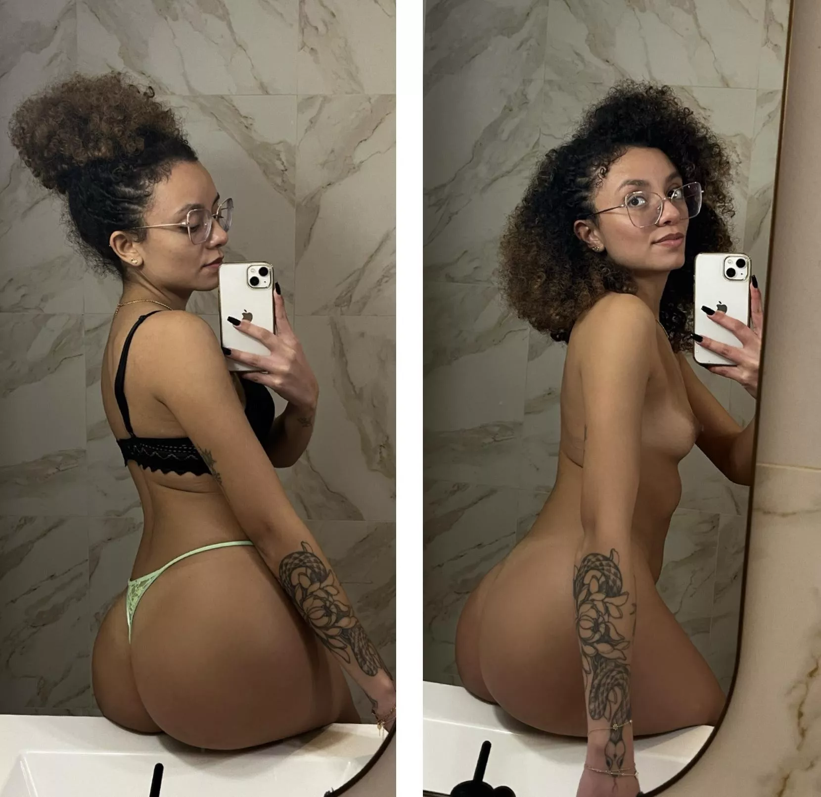 Hair tied up and in underwear, natural hair whithout underwear? posted by Goldencurls3