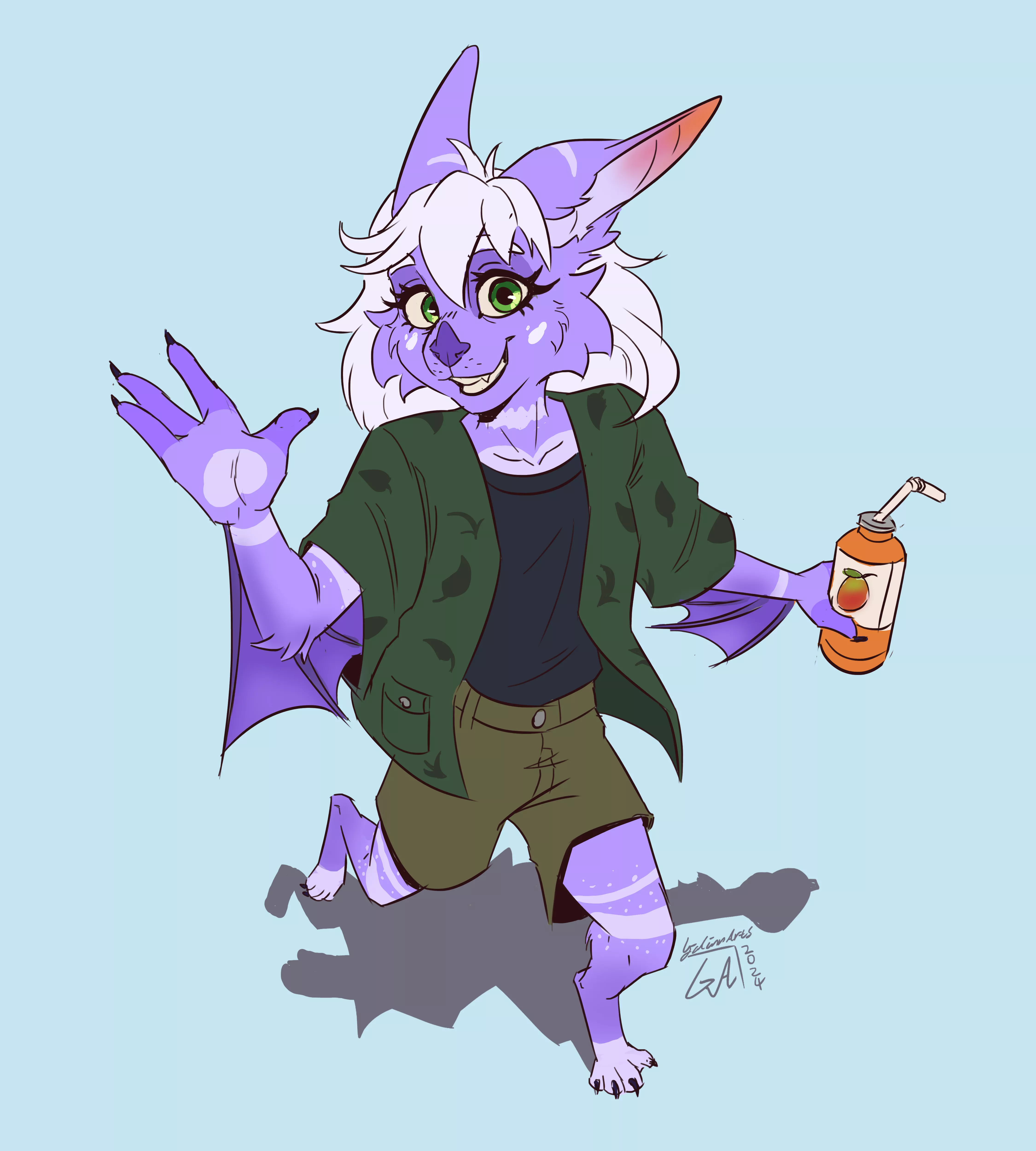 It's a good day for mango juice! Commission I did for @averycoolbat on Twitter 🍪 - (Slots are still available) posted by Galinn-Arts