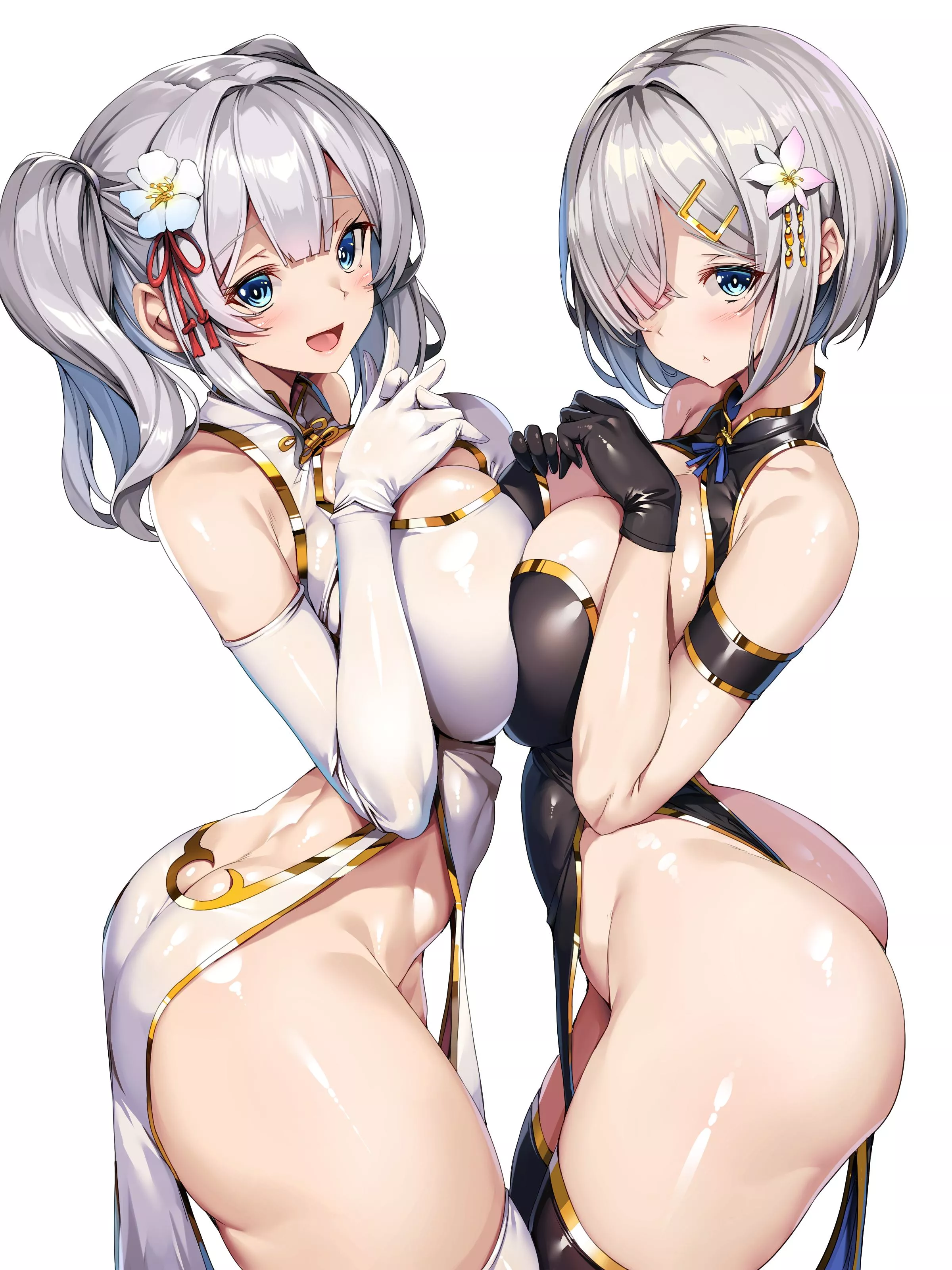 Kashima and Hamakaze in Chinese dresses posted by llamanatee