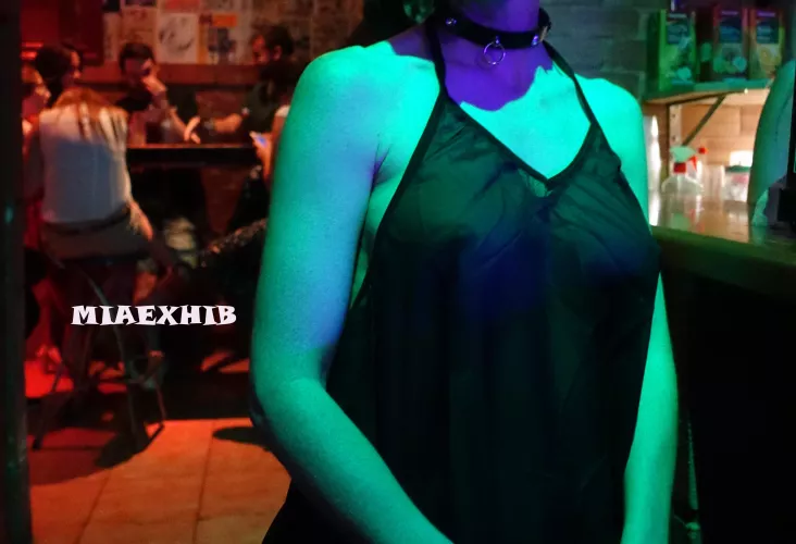 See-through dress at the bar [IMG] by miaexhib