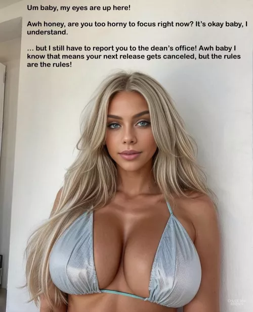 Um baby, my eyes are up here! by captionpatreon