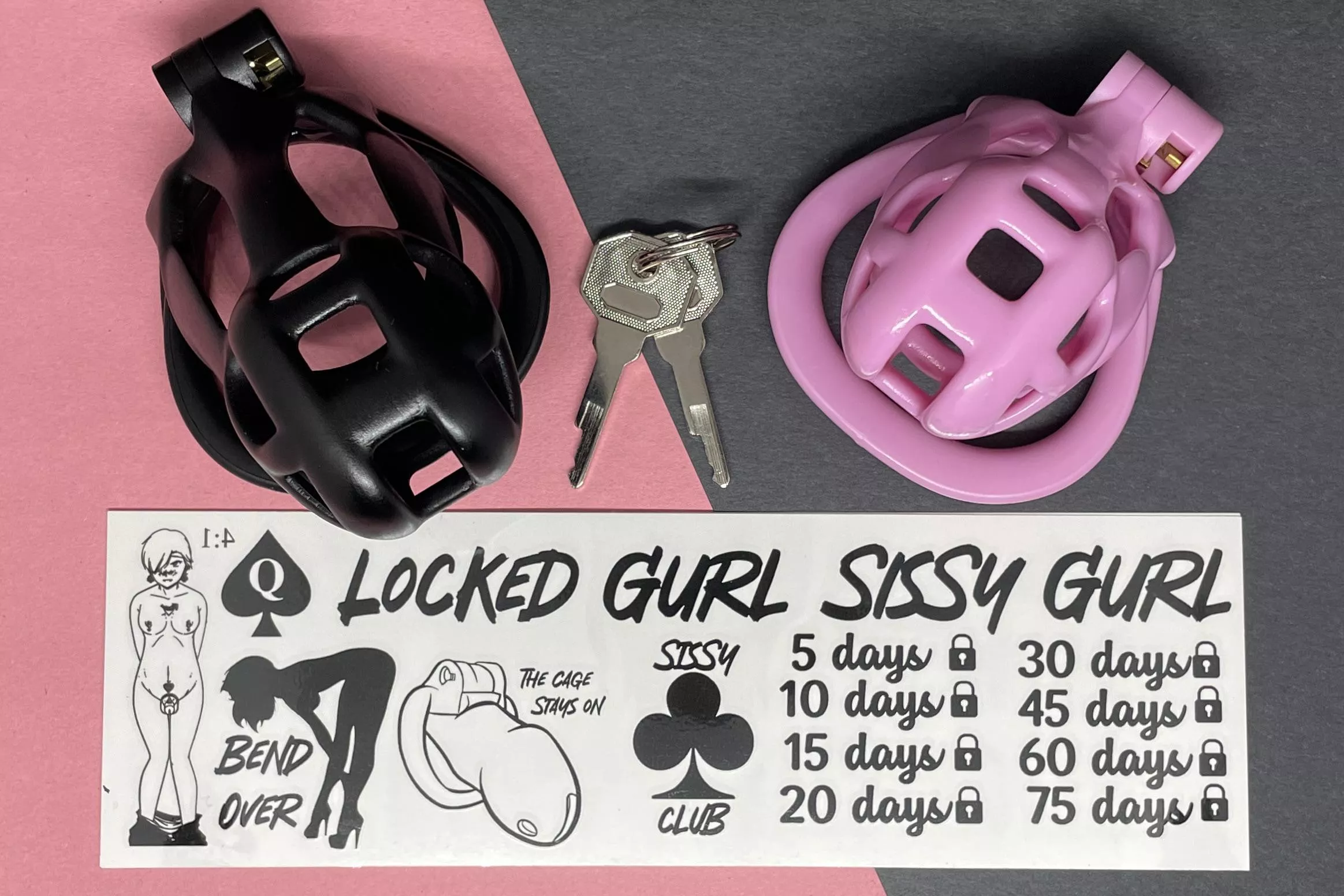 Would anyone wear my new tattoos and pink cage tonight? (Made the tattoos myself) posted by Kinkable