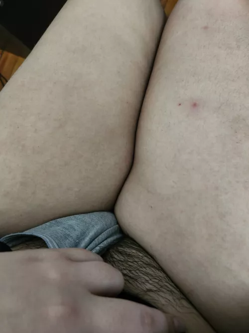 Grey Thong and lot of bush by abbysweet_