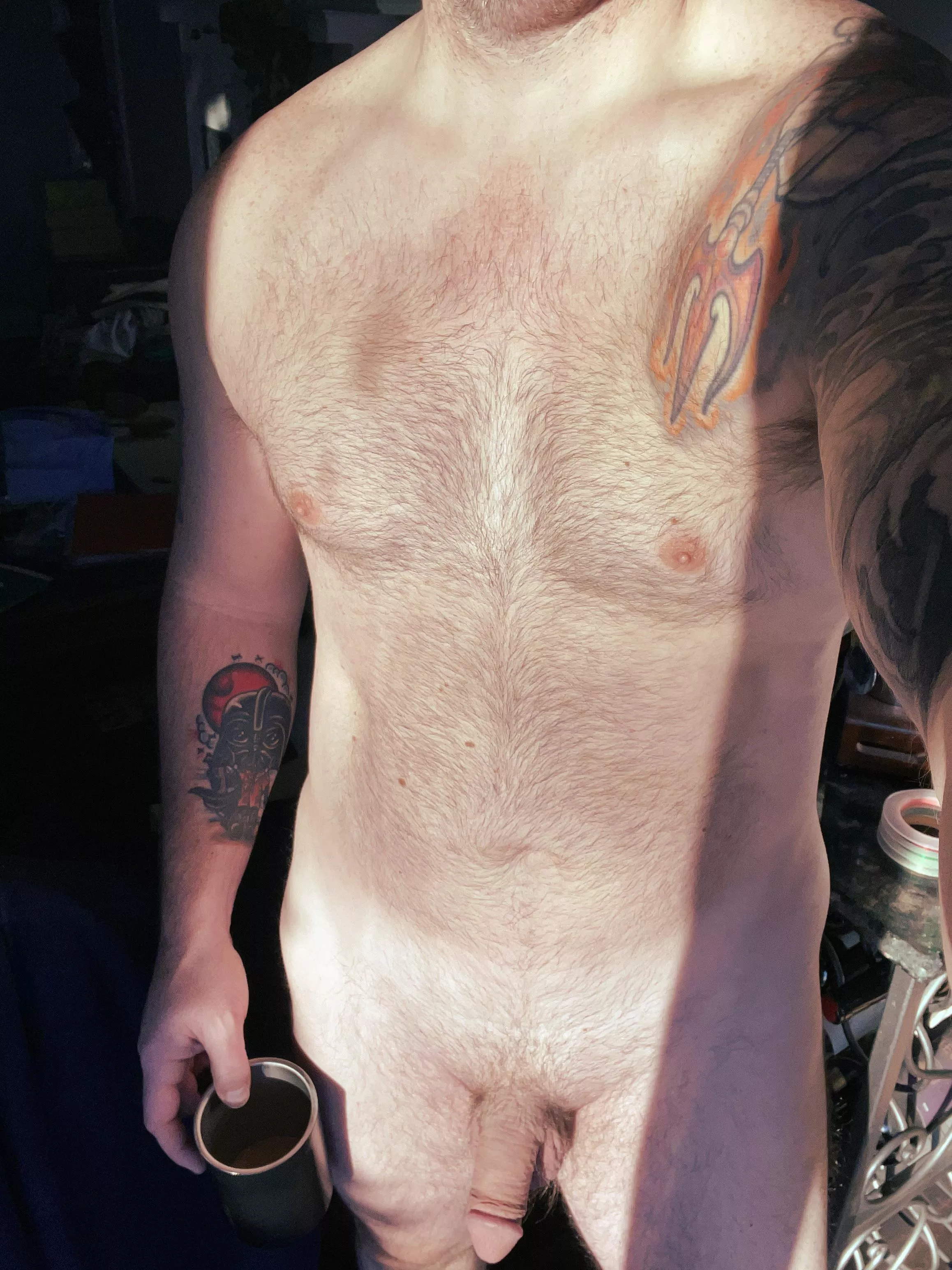 Lazy Saturday, enjoying the illusion of warmth 🤣 posted by gsd_and_coffee