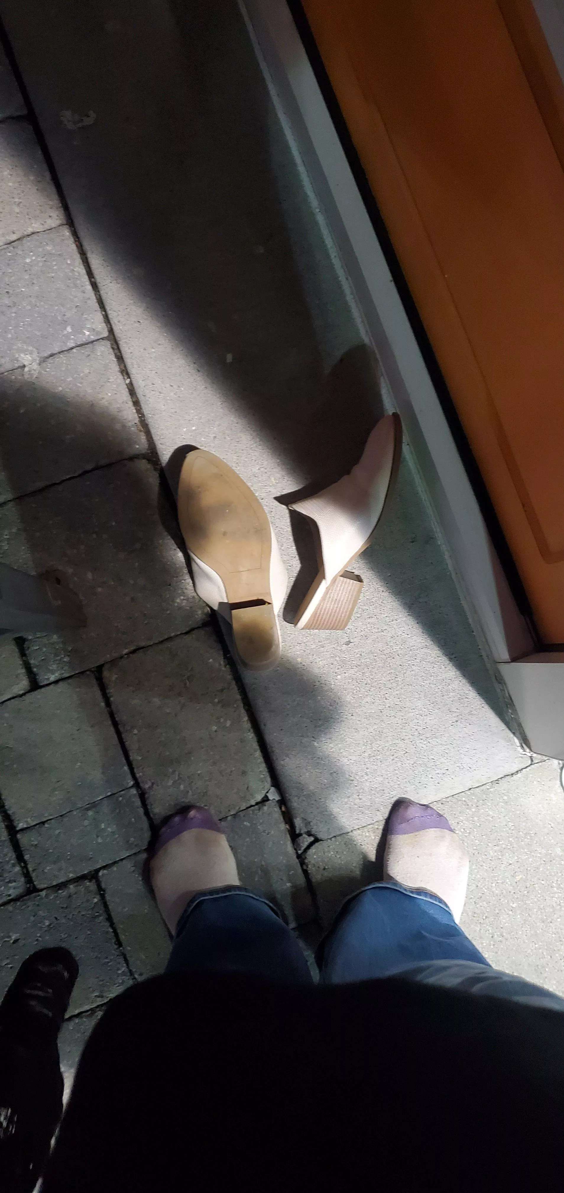 Went back to my local game store last night. This time, I kicked my shoes off outside! The owner noticed & asked where my shoes were. I told him I thought I'd spare him tonight, so I kicked them off outside. He chuckled. I was serious! Those shoes & posted by MissFeetStink