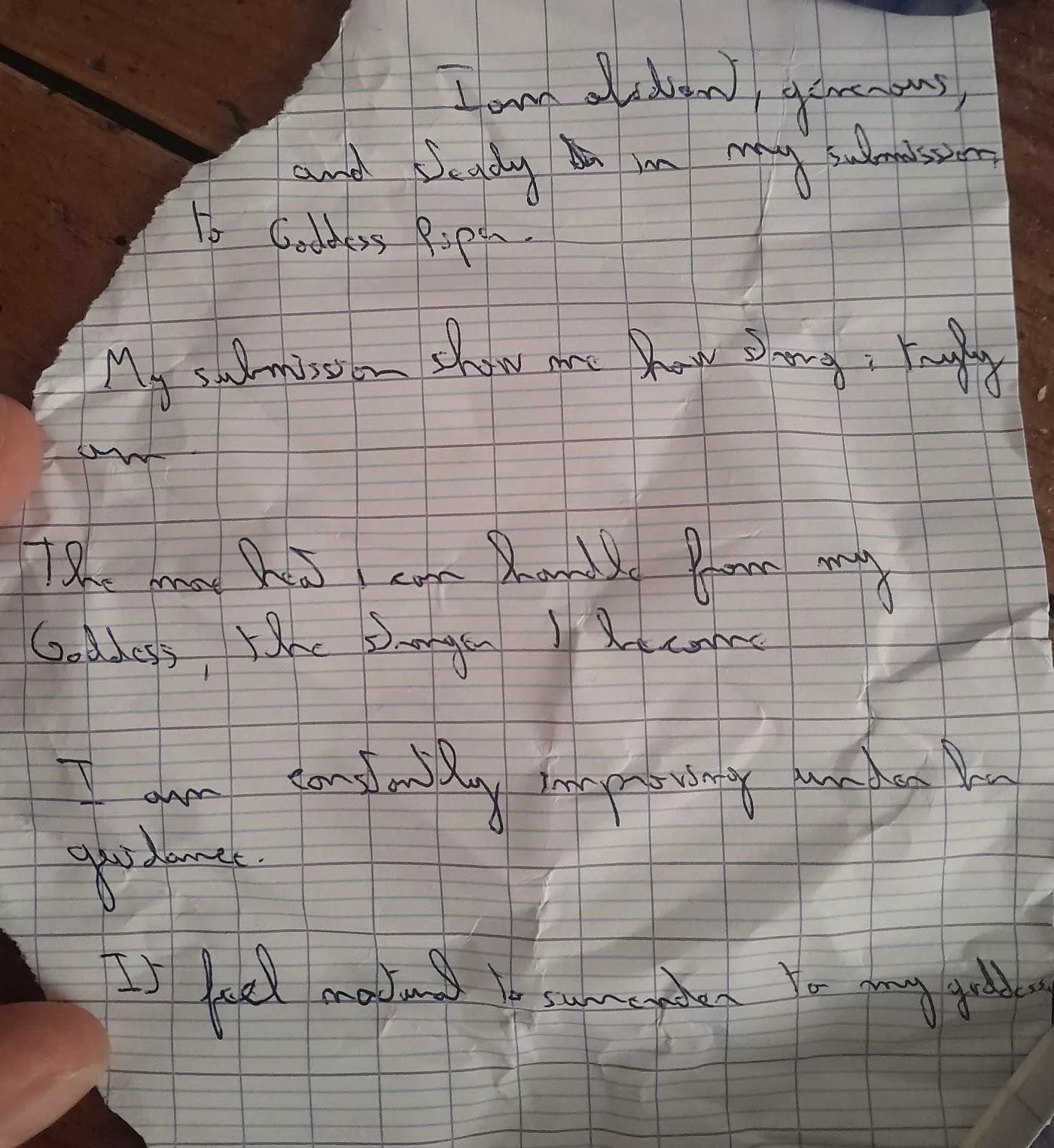 When he writes his affirmations… posted by Piper_findom_goddess