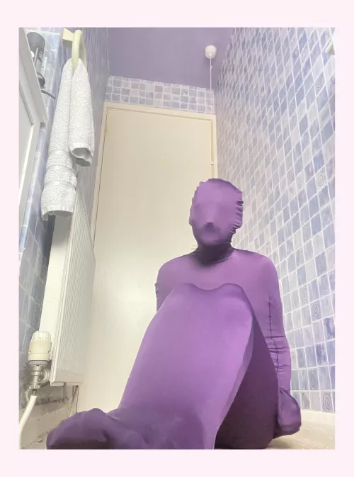 My first post this is me in my purple zentai sack with internal sleeves by TastyPlastic3171