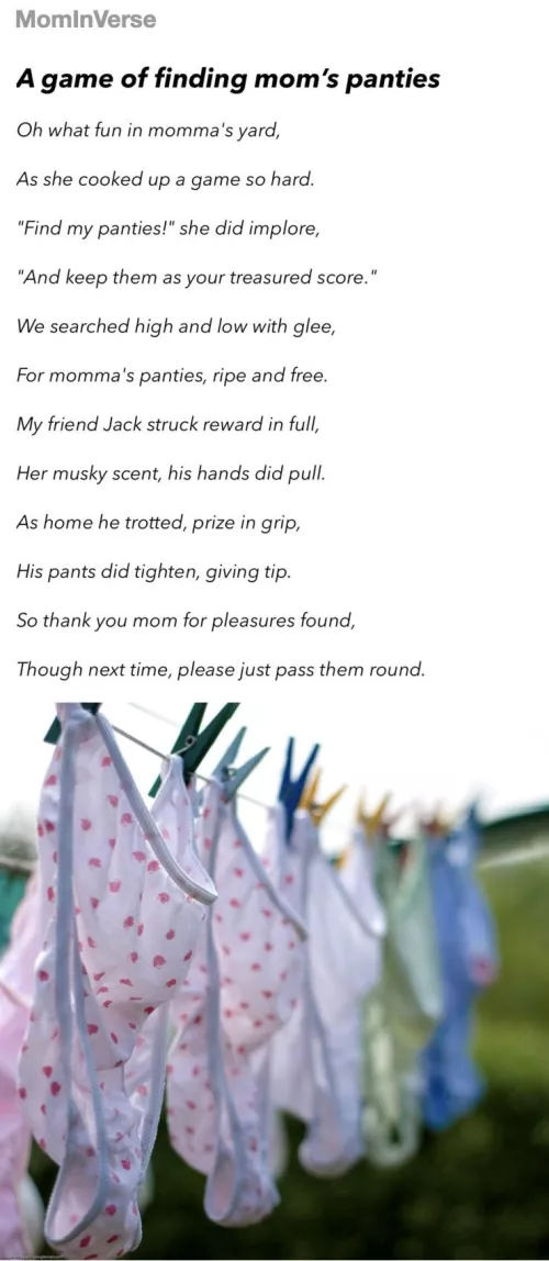 [POEM]A game of finding mom's panties by mominverse