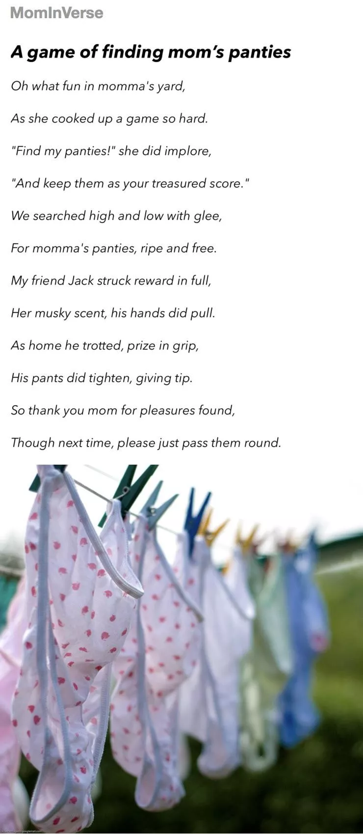 [POEM]A game of finding mom's panties posted by mominverse