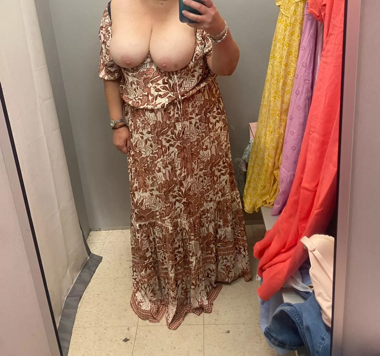 I like the way this dress sits but the length could be problematic. I’d hate to trip and fall flat on my…. posted by Matts_girl