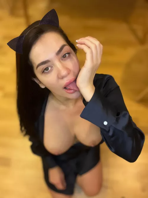 Kitties love to lick and do it professionally by Boughtenmerlin