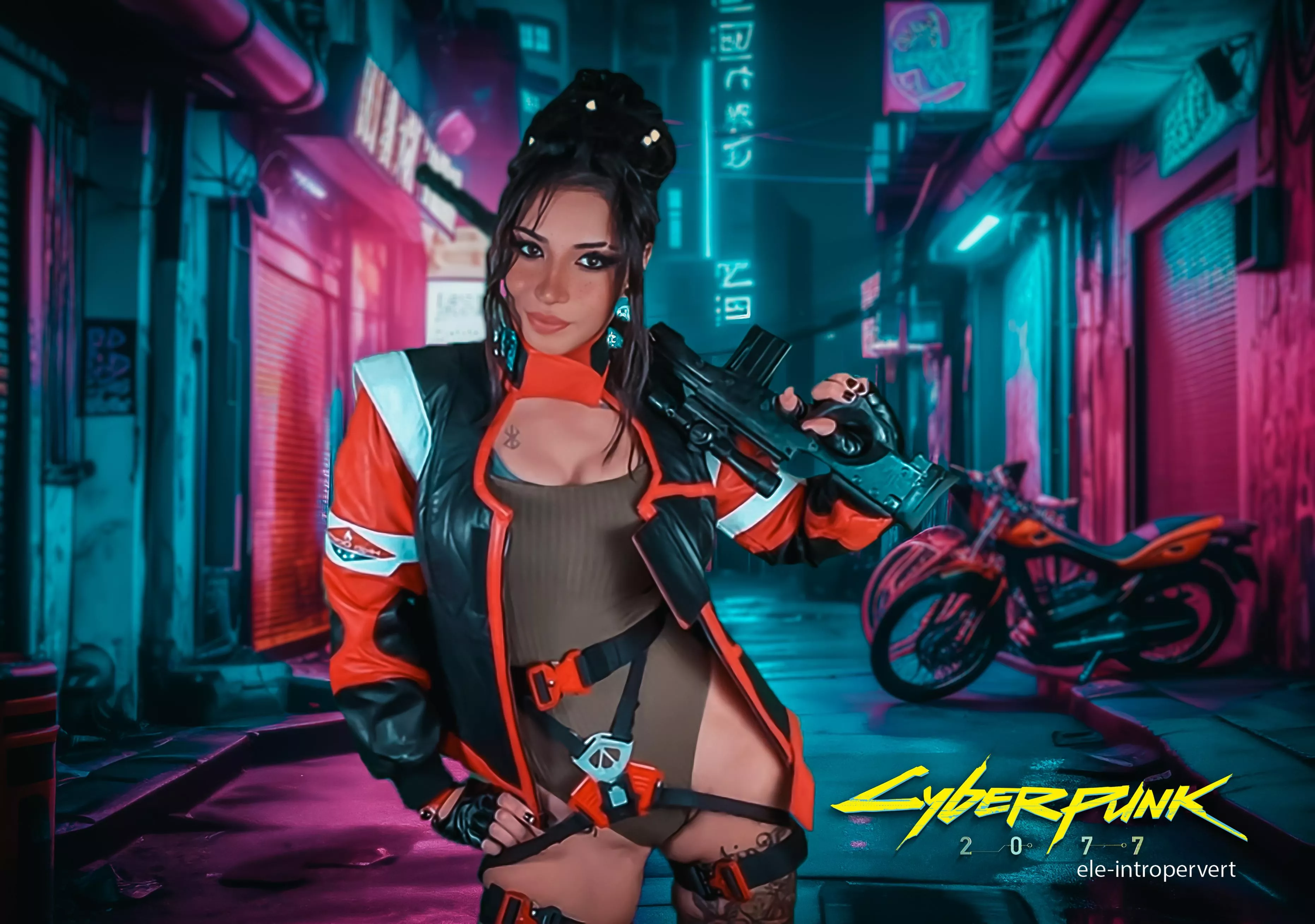 My Panam Palmer Cosplay from Cyberpunk 2077 - I used a green screen to make a cyberpunk edit! :P posted by Ele-intropervert