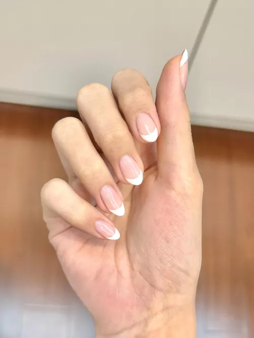 Selling hand pics! (With a classic french tip manicure!)💗💅 by CitronAppropriate252