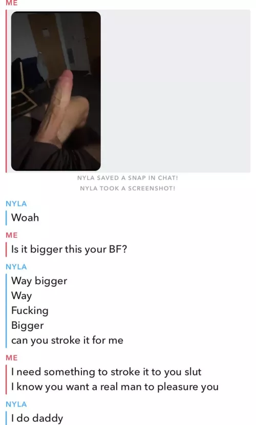 Wanna see if your girl can resist my huge cock? or will she be a slut like this girl. Dm me your GF snap/IG for loyalty test. by Dry_Addition8337