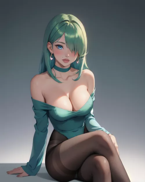 Green-haired girl [AI art] by Hikkaria_Sweet