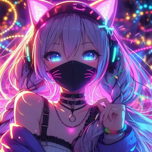 Neon Rave Kitty by Pussception