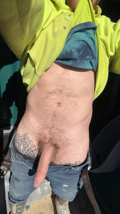 Sunning my cock from the worksite porta potty. by SonofSatan1323