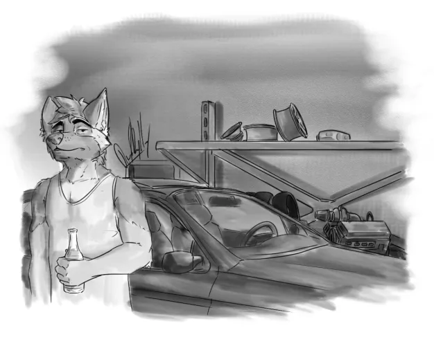 Working on my car (art by me) by Loud-Essay8901