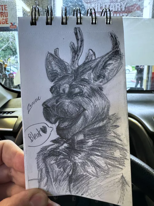 A lil sketch I did while getting an oil change 🦌✏️❤️ by Zaverose
