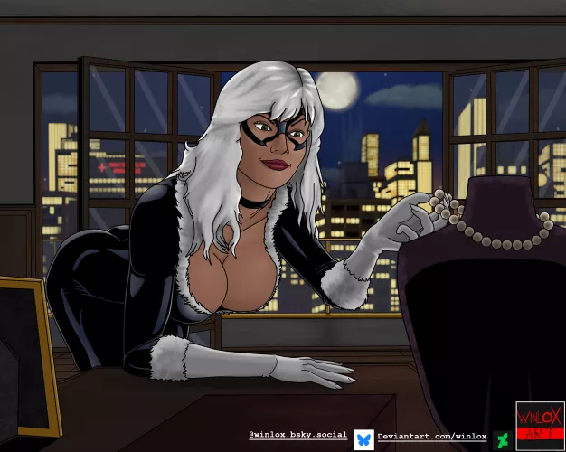 Black Cat distracted by pearls [Marvel] (by WinloxArt/me) by sydmaxson