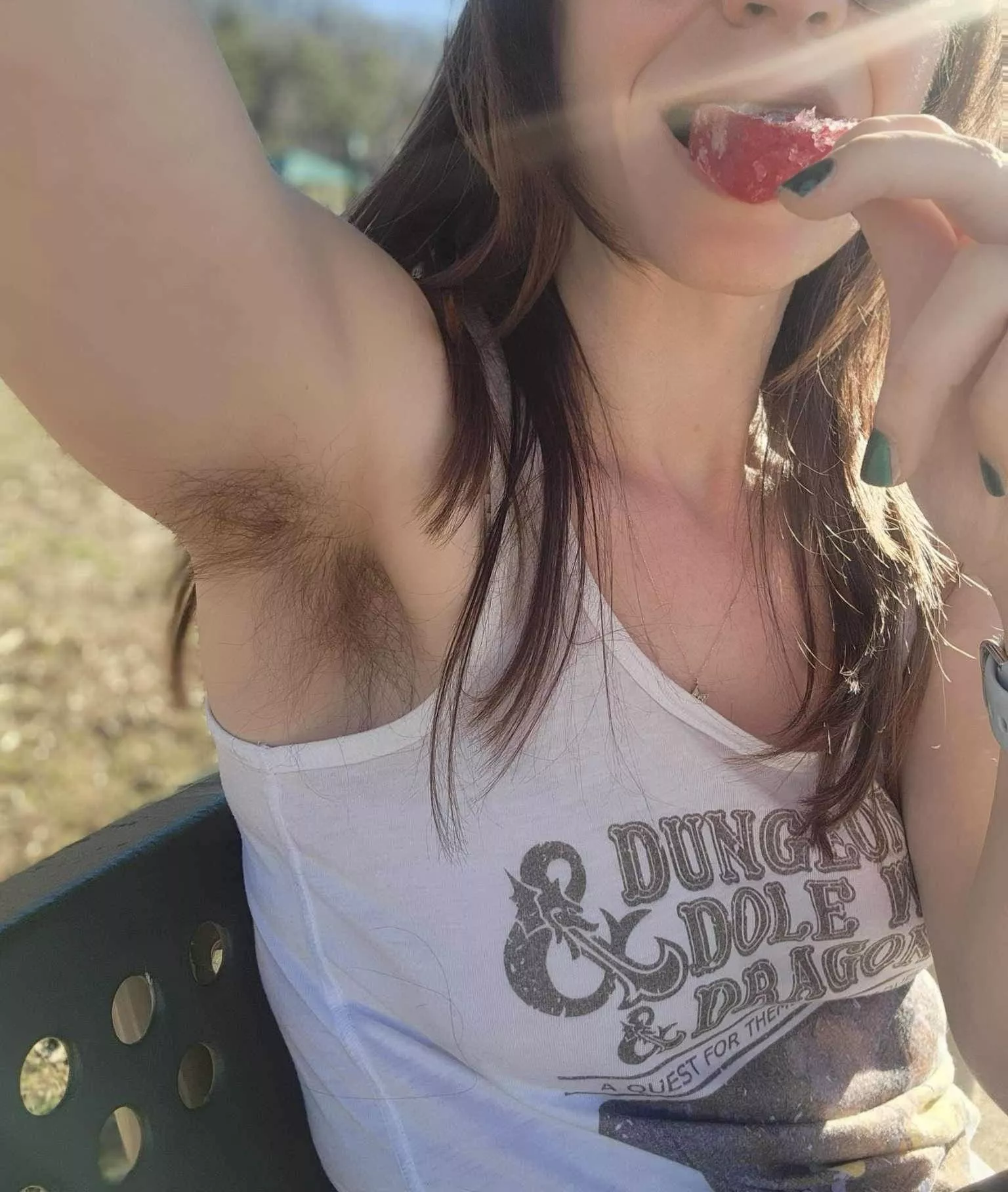 I like to show off my natural pits out in the park. posted by nerdylittleplaything
