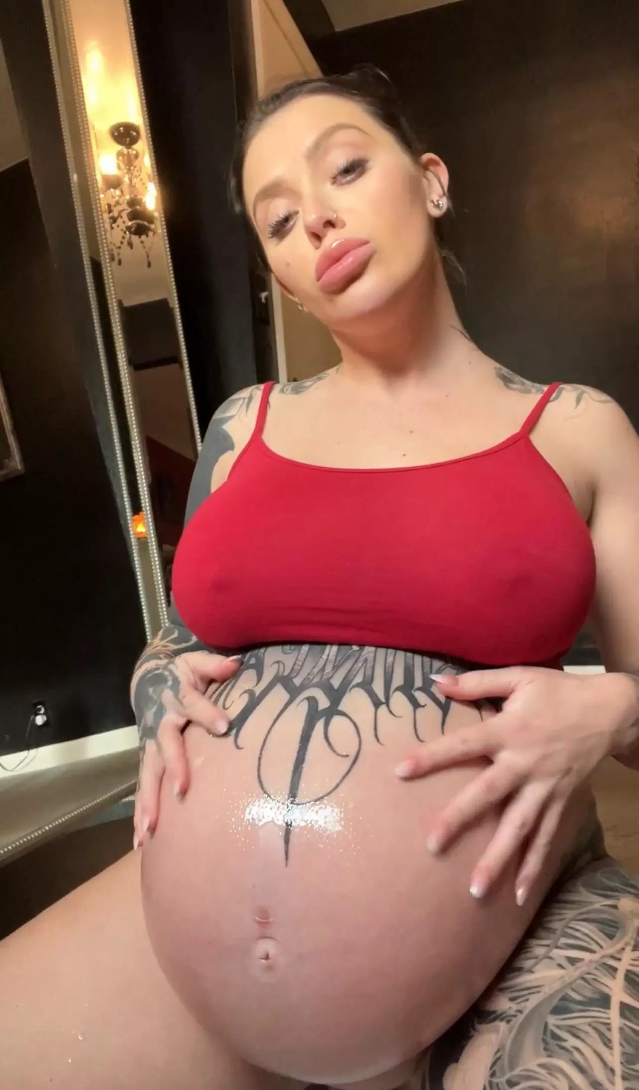 Is my 9 month belly too big to ride your face?? Be honest. posted by raginpigletxx