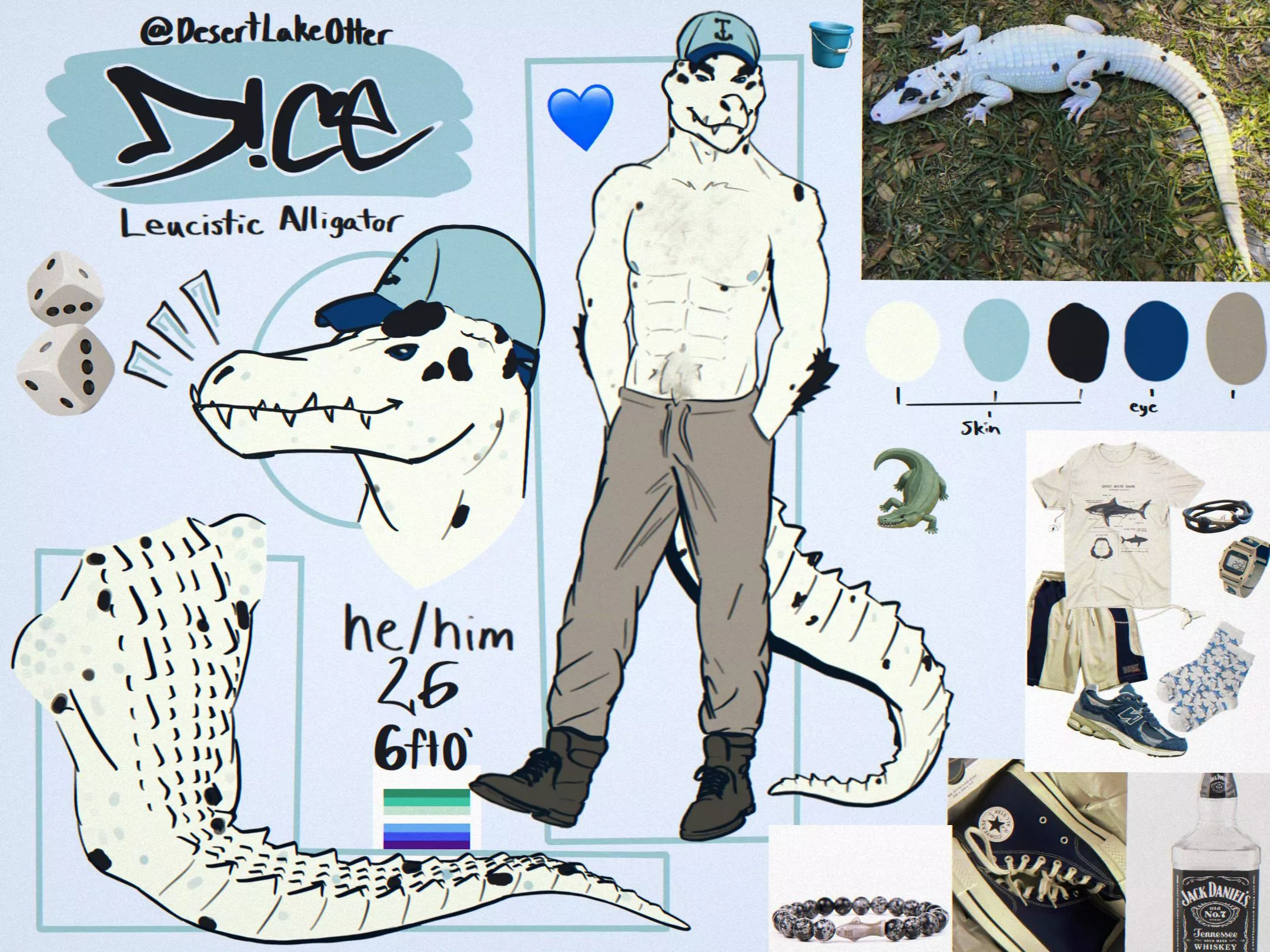 Leucistic Alligator (art by me :)) posted by DemonWolf334