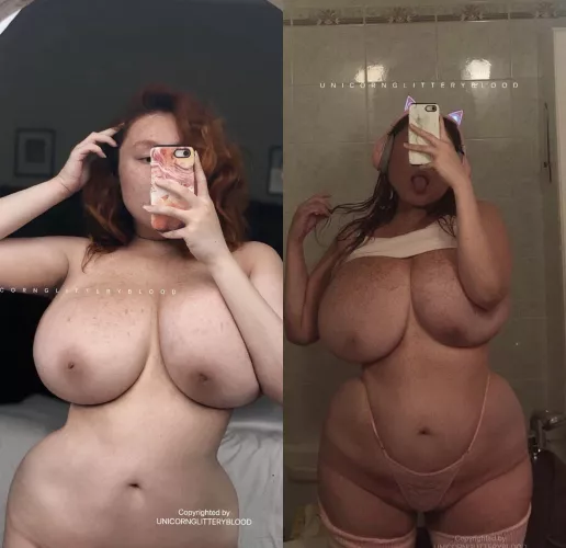 [OC] my natural boobs growth! are they too ig now? by Unicornglitteryblood