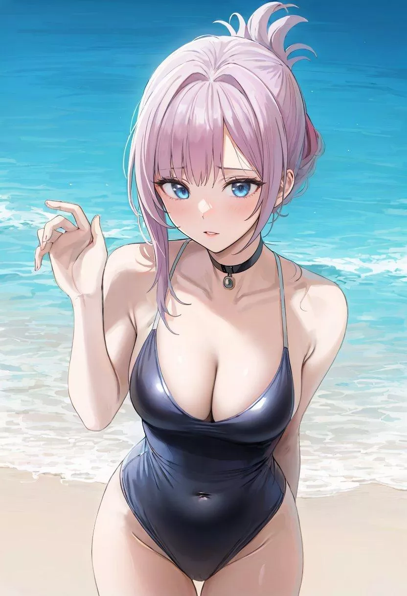 Shy Girl on the Beach posted by CheetahSperm18