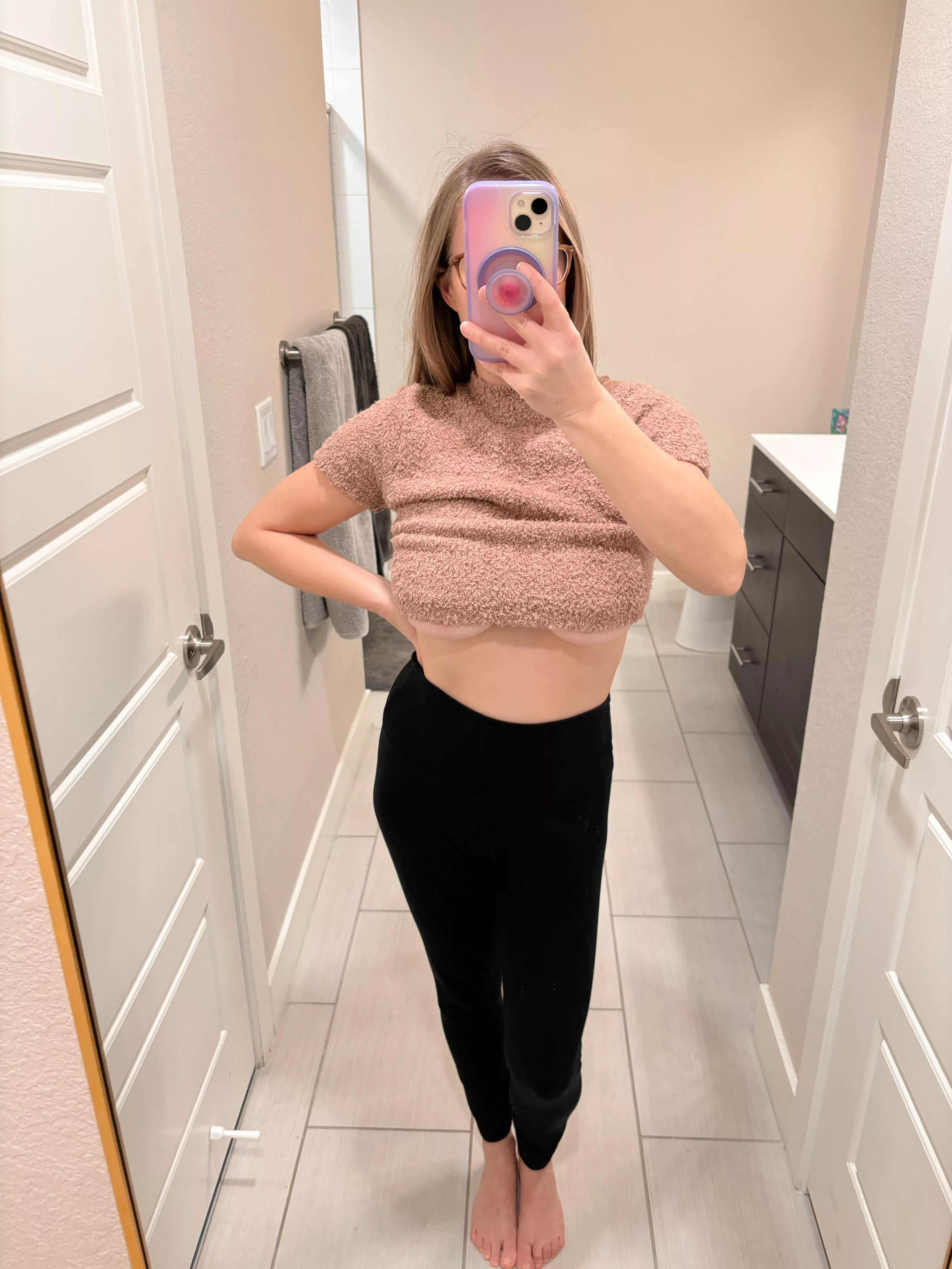 No bra and cozy crop top are the perfect combo for a little underboob action posted by Sunny-DD