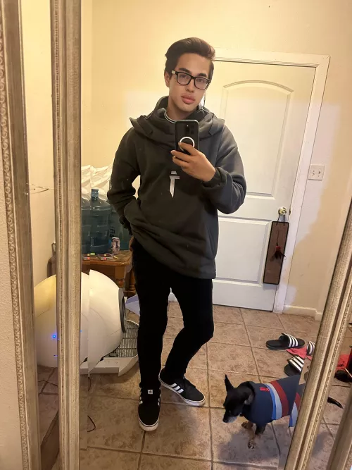 Thought my outfit was cute today (also my dog decided to photobomb me 😂) by lyricaldecipher