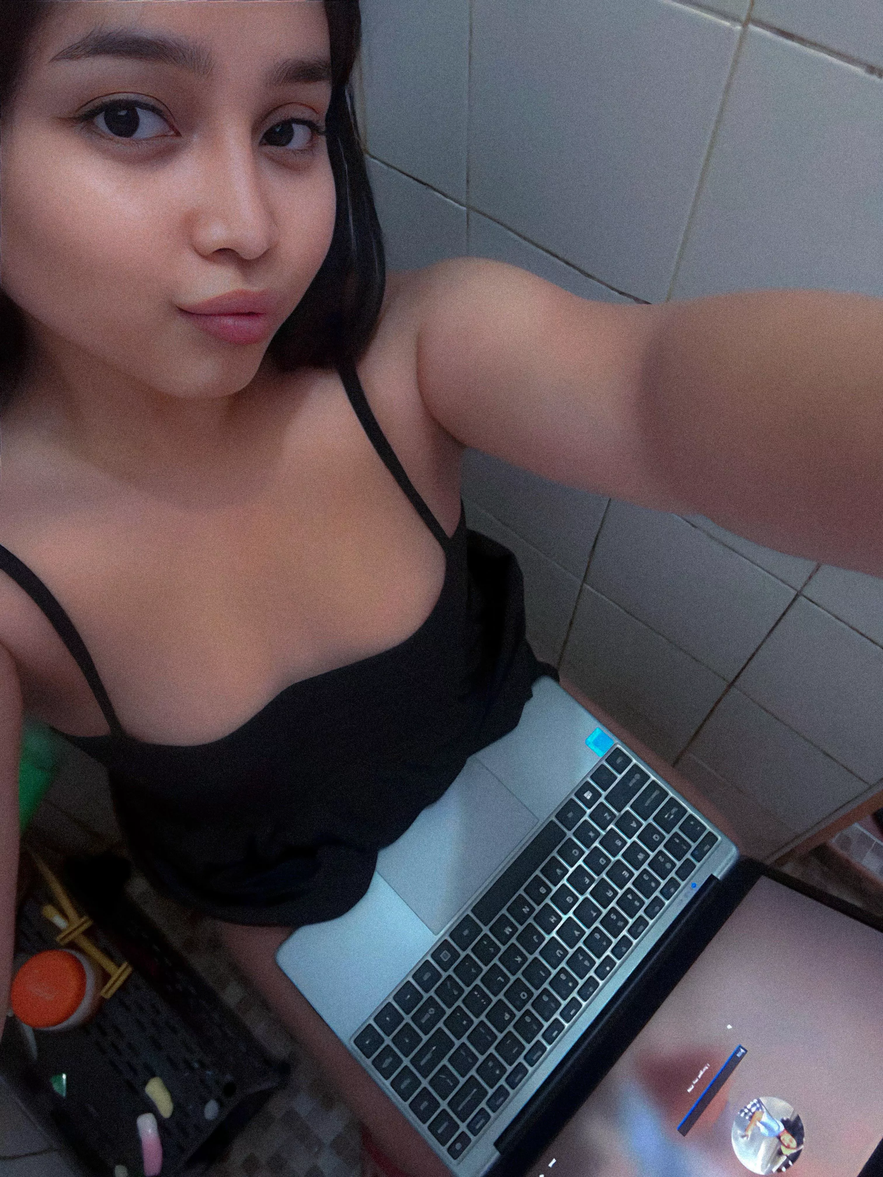 Currently horny and thinking about jerking off or continue my work while in a bathroom lol! Help haha. posted by Barbielatzzz