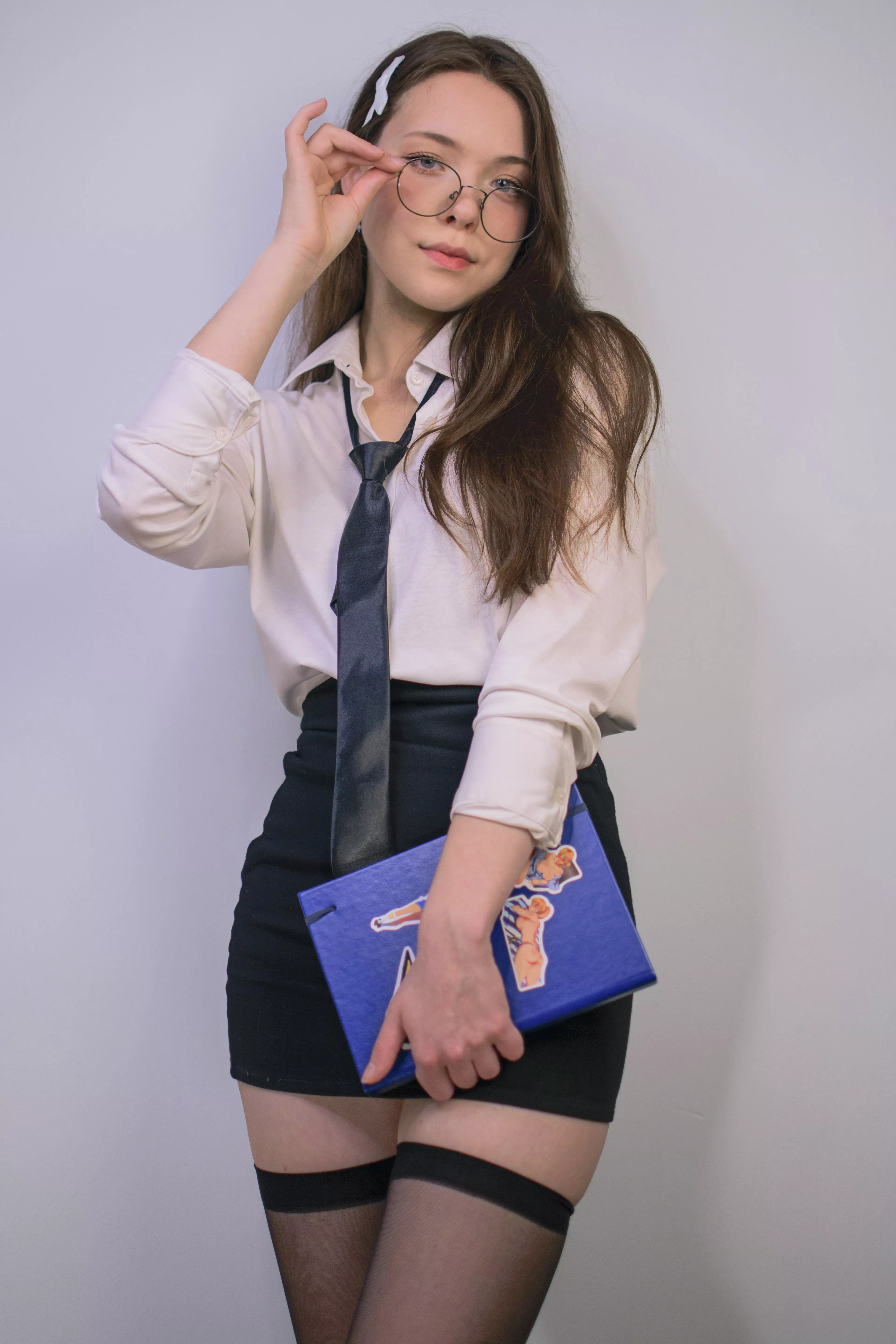 Hey, boss, i am your new secretary. Do you like my outfit? posted by swepiii